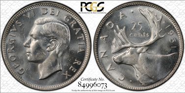 1951 25C High Relief MS64