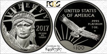 2017-W $100 Statue of Liberty First Strike 20th Anniversary PR69DCAM
