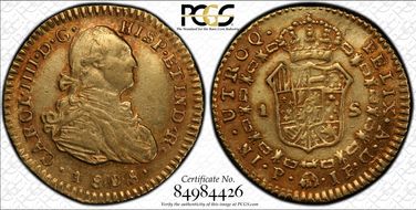 1808-P JF Escudo Calico-1523 AU58