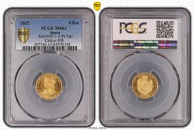 1865 4 Esc 6 Pt. Star Madrid MS63