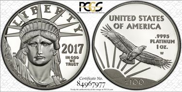 2017-W $100 Statue of Liberty First Strike 20th Anniversary Black Freedom PR68DCAM