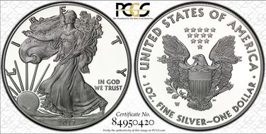2017-W $1 Silver Eagle PR70DCAM