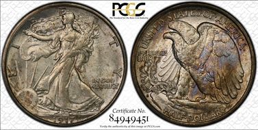 1917-S 50C Reverse MS62