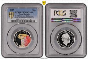 2017 50p S-H41 Jeremy Fisher Ag Beatrix Potter First Strike PR70DCAM