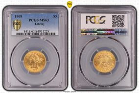 1908 $5 Liberty MS63