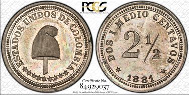 1881 P2 1/2C Restrepo-P102 Copper Nickel SP63