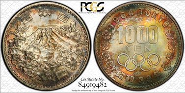 (1964) S39 1000 Y Tokyo Olympics JNDA 03-1 Ag MS67