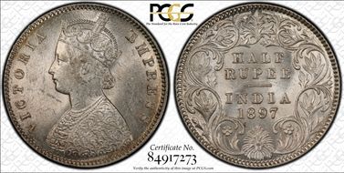 1897-C 1/2 Rup SW-6.227 Curved Spikes MS62