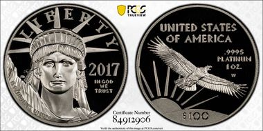 2017-W $100 Statue of Liberty 20th Anniversary PR70DCAM