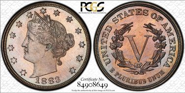 1883 5C No CENTS MS67