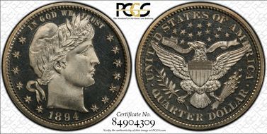 1894 25C PR66CAM