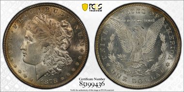 1878 7TF $1 VAM 70, Doubled RIB MS63