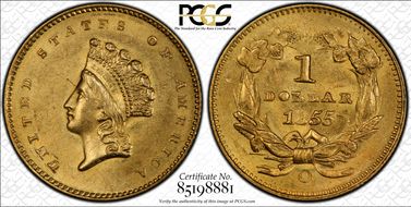 1855-O G$1 MS61