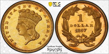 1867 G$1 PR64DCAM