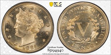 1883 5C With CENTS MS66+