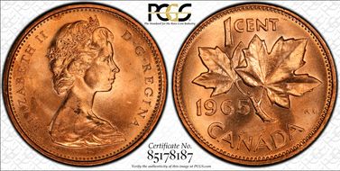 1965 1C Type 2, Sm Beads, Bl 5 MS66RD