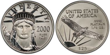 2000 $25 Statue of Liberty MS70