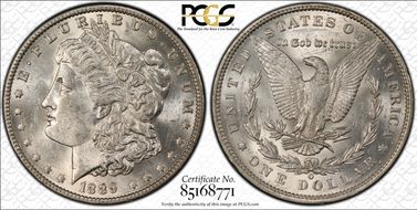 1889-O $1 VAM 20A Weak E Rev AU58