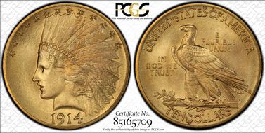 1914 $10 MS66+