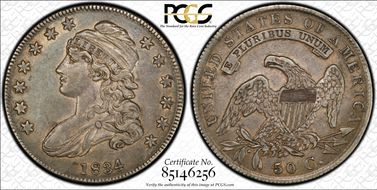 1834 50C O-121 Sm Date, Sm Letters XF45