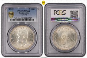 1952 5 Shil 300th Ann. Capetown KM-41  Ag MS64