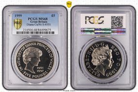 1999 £5 S-L6 Diana Cu/Ni MS68
