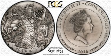2016 $2 Poseidon - Antiqued HR Gods of Olympus SP69