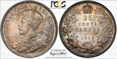 1918 25C MS67