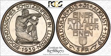 1939 B 5 Fr Luzern R-909a MS67