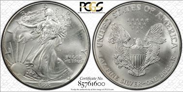 1995 $1 Silver Eagle MS66
