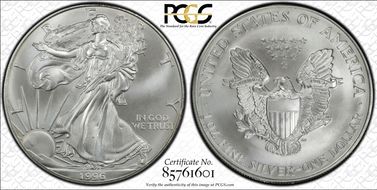 1996 $1 Silver Eagle MS67