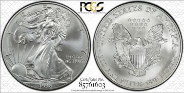1998 $1 Silver Eagle MS67