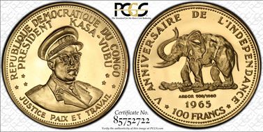 1965 100 Fr Independence Gold 100 FRANCS T-2 PR67CAM