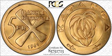 1961 5 Fr KM-2a Au MS66