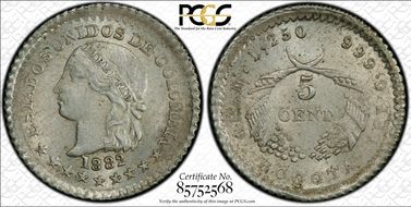 1882 5C Restrepo-263.9 Bogota MS64