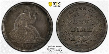 1838-O 10C AU58