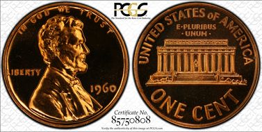 1960 1C Small/Large Date PR67RD