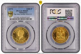 1975 1000 P The New Society KM-213  Au MS69