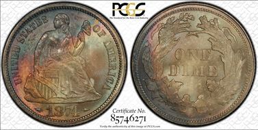 1874 10C Arrows MS67