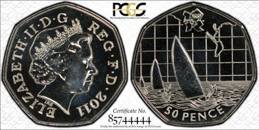 2011 50p S-4979 Sailing-2012 Olympics MS65