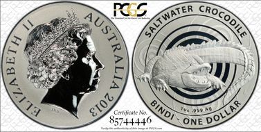 2013 $1 Saltwater Crocodile Bindi MS69