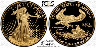 1986-W $50 Gold Eagle PR70DCAM