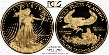 1986-W $50 Gold Eagle PR69DCAM