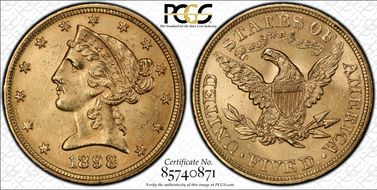1898 $5 MS63+