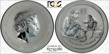 2016-P $2 Year of the Monkey 2oz Ag MS70