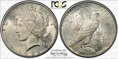 1922 $1 VAM 2L Gouge in Rays MS63