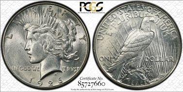 1926-S $1 VAM 5 Doubled Reverse MS62