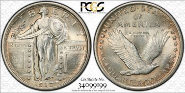 1917 25C Type 1 MS64FH