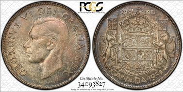 1951 50C Narrow Date MS64