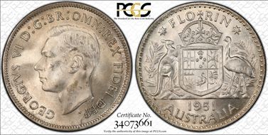 1951(m) Florin KM-48  Ag MS64